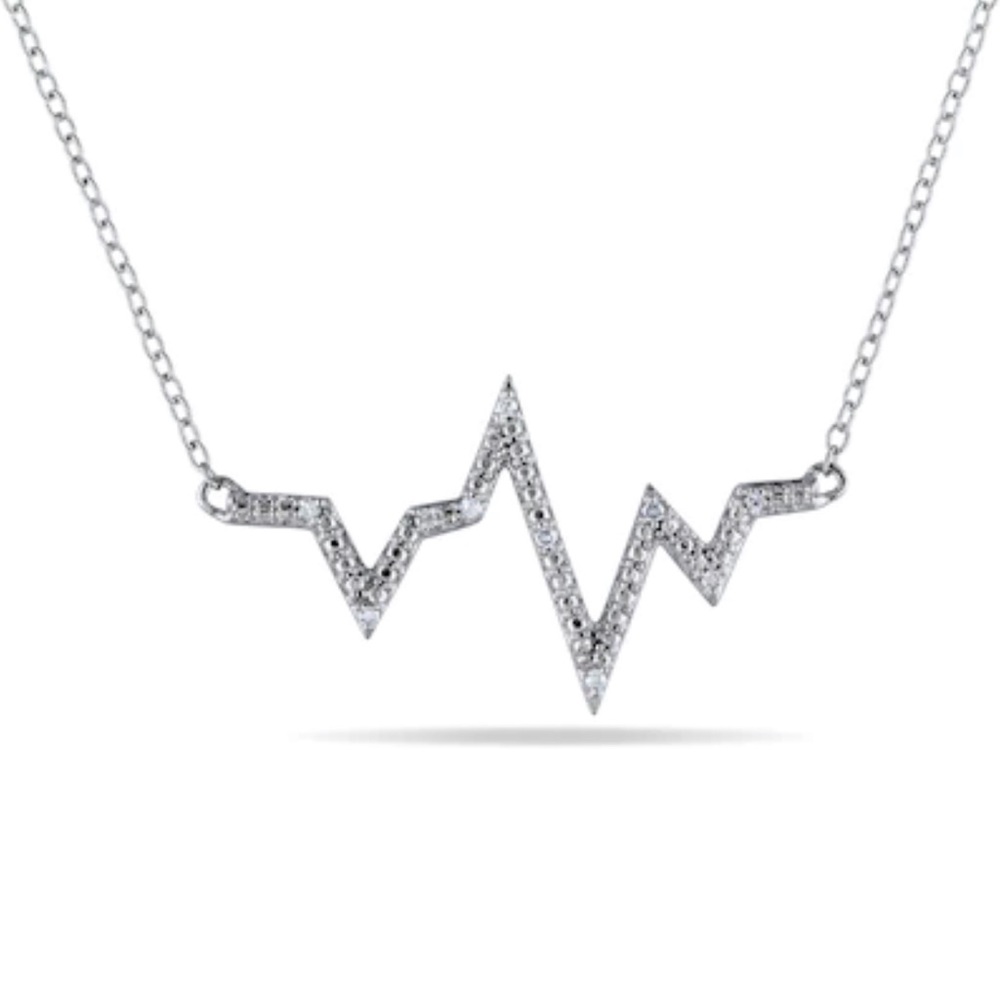 Diamond Accent Heartbeat Necklace in Sterling Silver .925 1/20 ct. t.w.